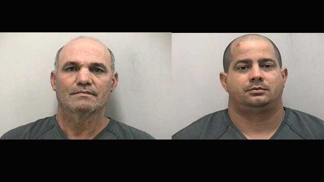 Miguel Alfonso-Roche, 54, (left) and Maykal Marquez-Morejom, 31, were arrested on grand theft charges in Martin County.