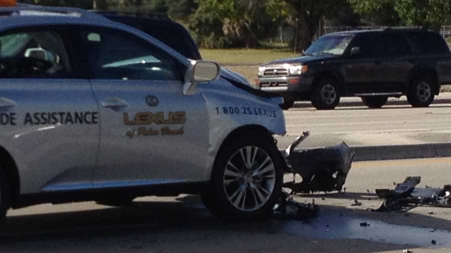 A passenger was ejected after a three-vehicle crash on Okeechobee Boulevard in West Palm Beach.
