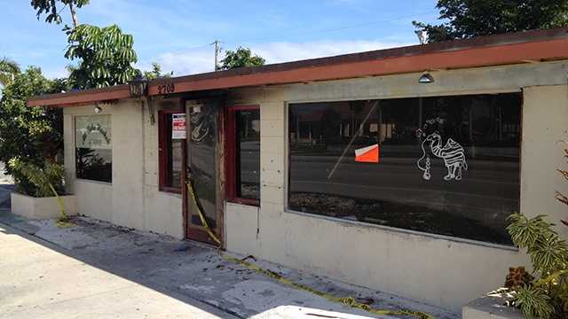 Ali Baba Hookah Lounge burned was destroyed by fire on New Year's Day, and police have made an arrest in the case. (Photo: Cathleen O'Toole/WPBF)