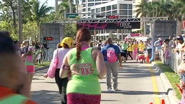 Thousands raced Sunday for the annual Susan G. Komen race for a cure in downtown West Palm Beach.