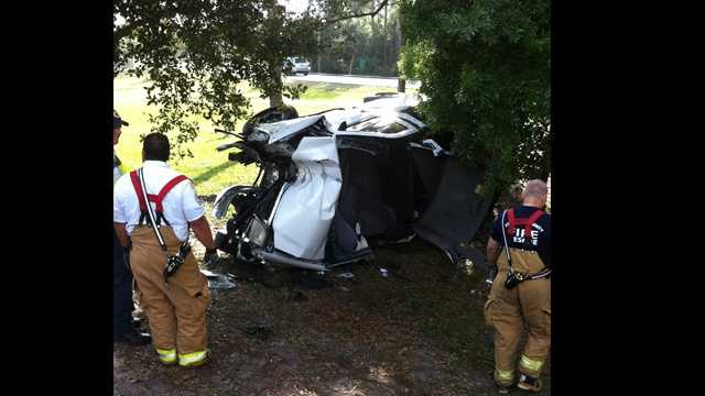 This truck slammed head-on into a tree in Port St. Lucie, sending the driver to a hospital.
