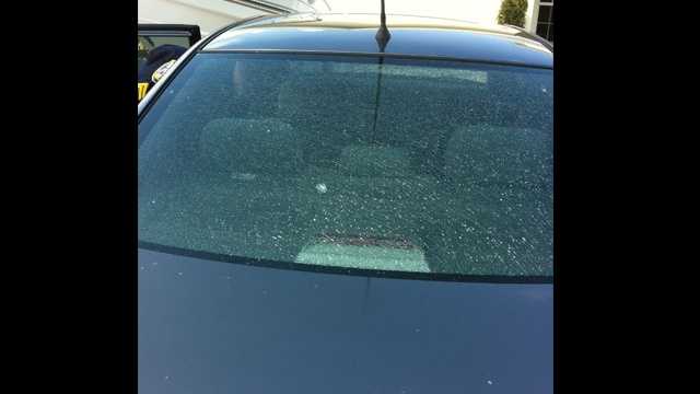 This is just one of many vehicles that was damaged by BB pellets.