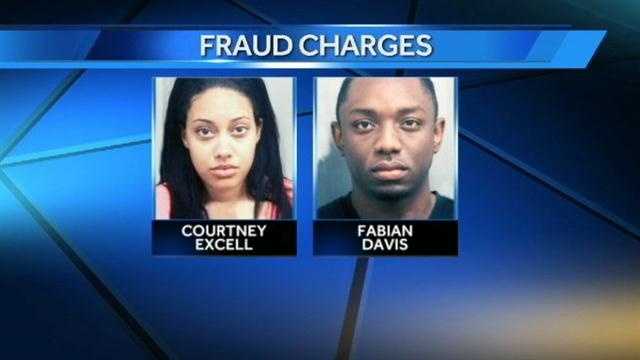 Courtney Excell and Fabian Davis are under arrest for their alleged involvement in an identity-theft scam.