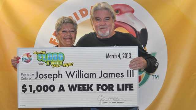 Joseph William James III won $1,000 a week for life playing a $2 Florida Lottery scratch-off game.
