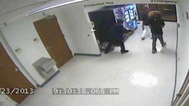A thief is caught on surveillance video stealing a gumball machine from the lobby of the emergency room at St. Lucie Medical Center.