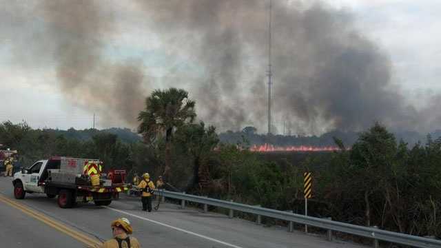 A brush fire rekindled Sunday in St. Lucie County.
