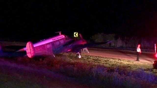This small plane made an emergency landing on U.S. Highway 27.