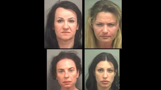 (Clockwise from top left) Elisso Doudkine, Oksana Faradzheva, Ioulia Guerman and Irina Teplitsky were arrested on multiple charges, including retail theft and organized fraud.