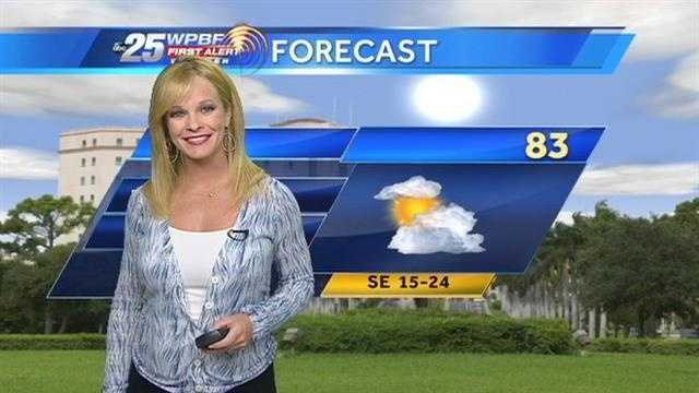 Sandra Shaw says it will be a warm and breezy day in the Palm Beaches and along the Treasure Coast.