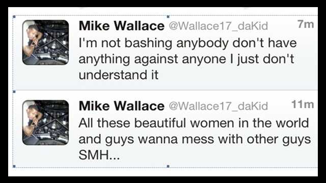 Mike Wallace took down his first Twitter post, pictured on the bottom of the two tweets pictured above.