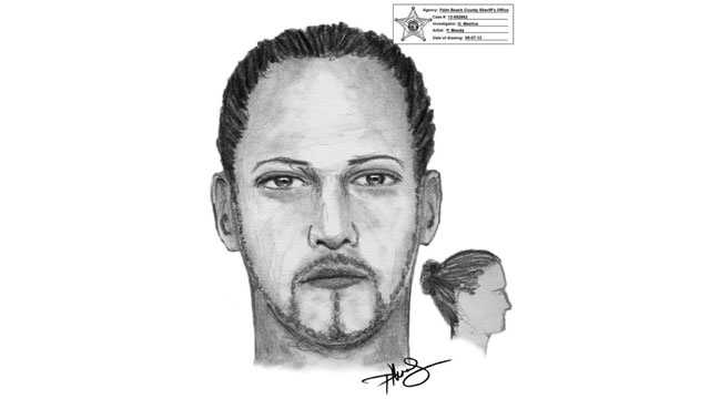 This is the sketch of a man wanted in connection with an armed carjacking and home invasion in West Palm Beach.