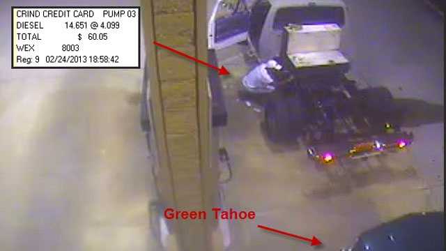 This surveillance video shows a man pumping gas with a stolen credit card.