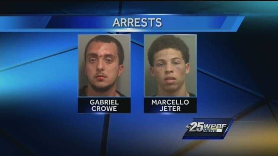 Gabriel Crowe and Marcello Jeter are arrested in connection with the attempted burglary of Gator Guns & Pawn.