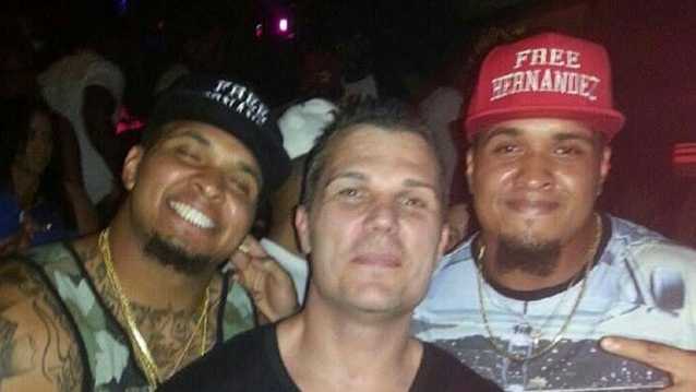 Mike and Maurkice Pouncey are photographed wearing "Free Hernandez" hats to show support for former University of Florida teammate Aaron Hernandez.