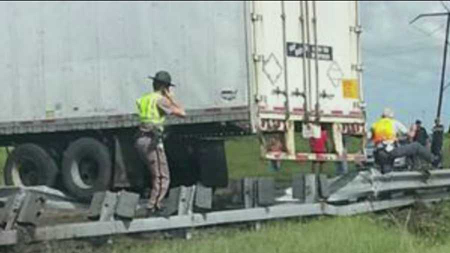 A semi-truck was blocking the southbound lanes of Florida's Turnpike in Fort Pierce.
