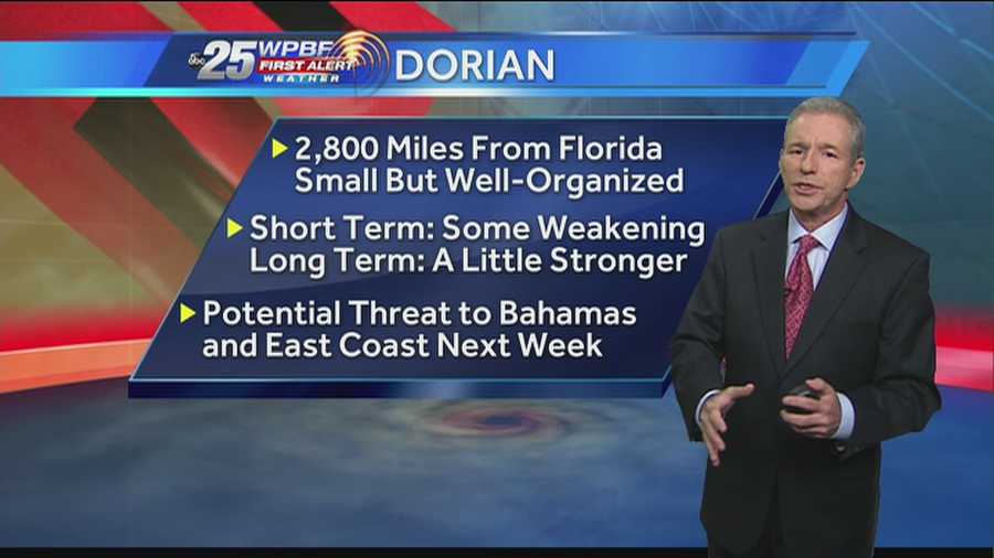 Tropical Depression Dorian continues to make its way west-northwest, and although it's too early to tell if it will reach South Florida, it's still something the WPBF 25 First Alert Weather team will be keeping an eye on.