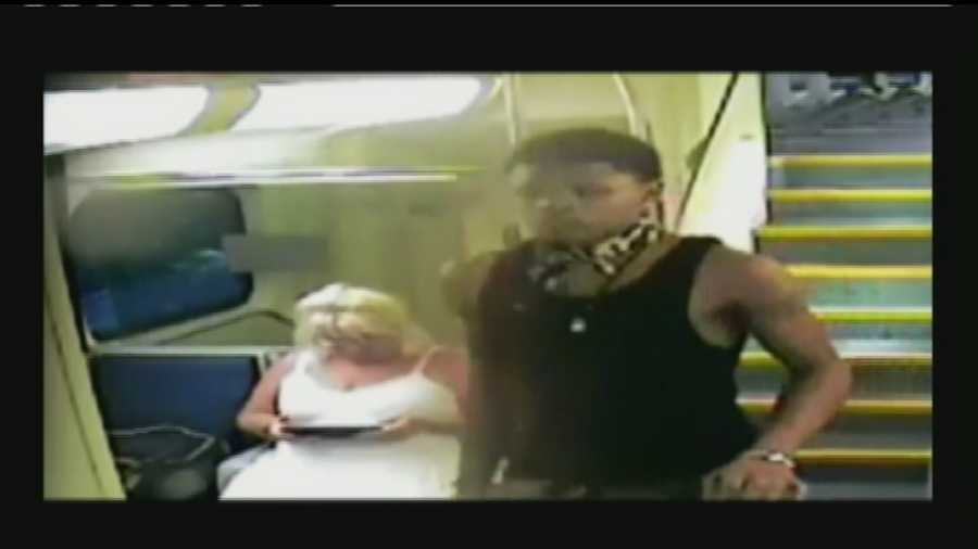 A woman is robbed on a Tri-Rail train and the crime is caught on surveillance video.
