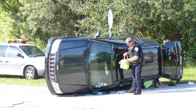 This Jeep landed on its side after a collision in Port St. Lucie.