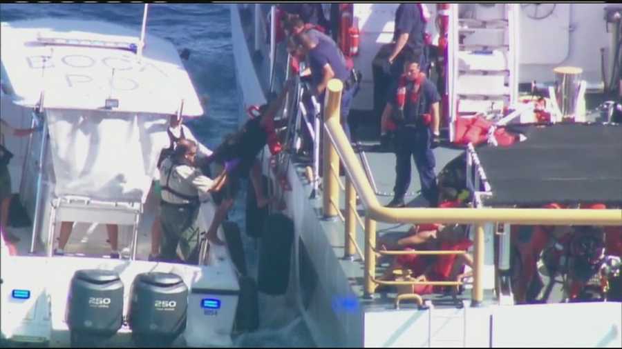 The U.S. Coast Guard intercepts nine Cubans who tried to make it to shore on a raft.