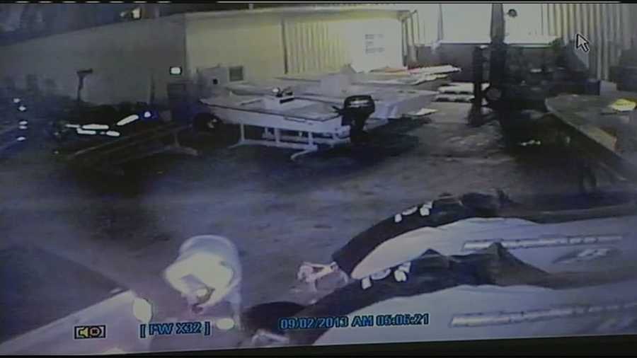 This man was caught on surveillance video attaching a boat to a trailer.