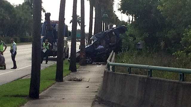 One man was taken to a hospital after a crash in West Palm Beach on Thursday morning.
