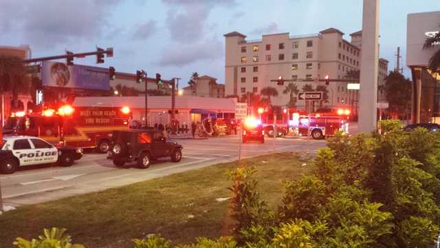 Nine people were hurt in this head-on collision at Okeechobee Boulevard and Dixie Highway in downtown West Palm Beach.
