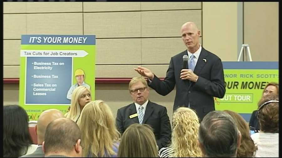 Gov. Rick Scott comes to West Palm Beach to hear from mostly business leaders about which taxes to cut.