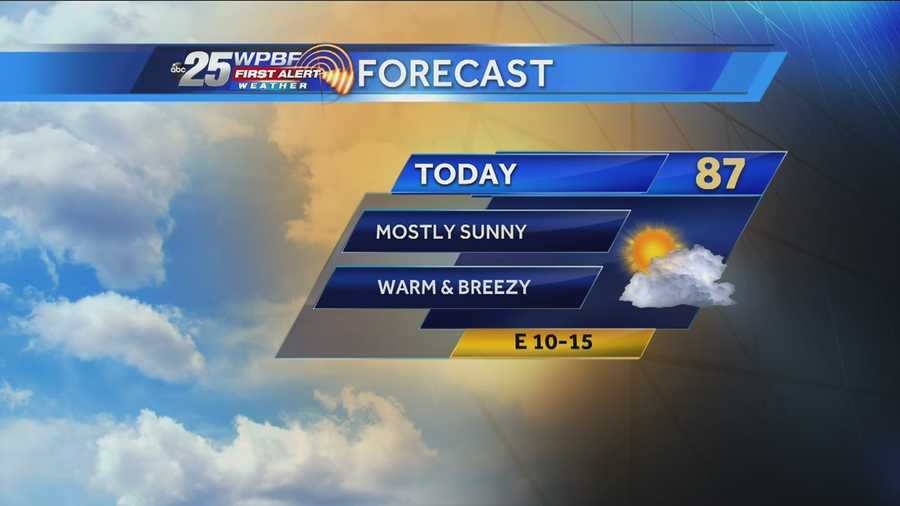 Justin says a warm and pleasant Sunday is on tap around the Palm Beaches and Treasure Coast.
