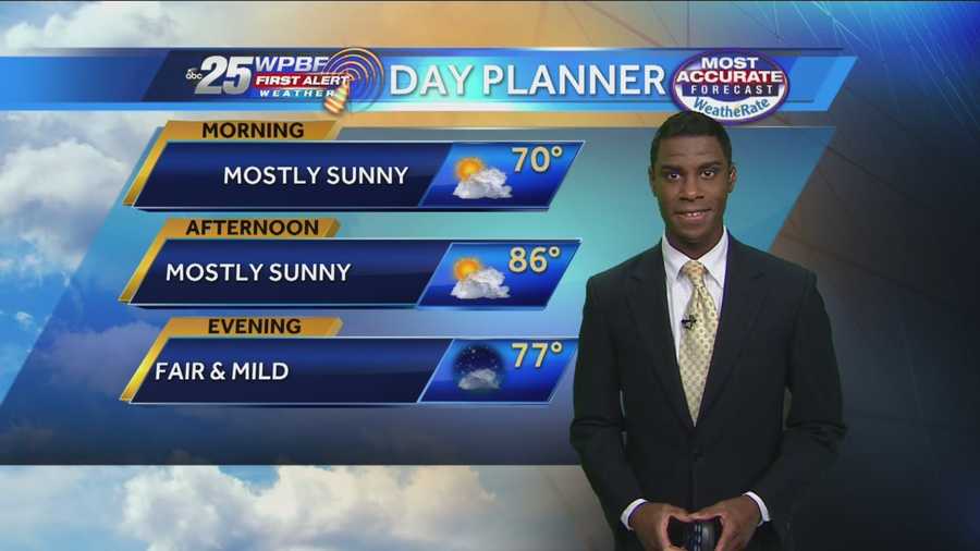 Justin says a gorgeous Saturday is ahead on the Palm Beaches and Treasure Coast.