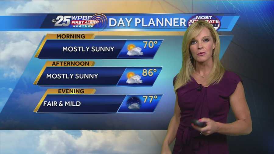 Sandra says another comfortable day is on tap around the Palm Beaches and Treasure Coast.