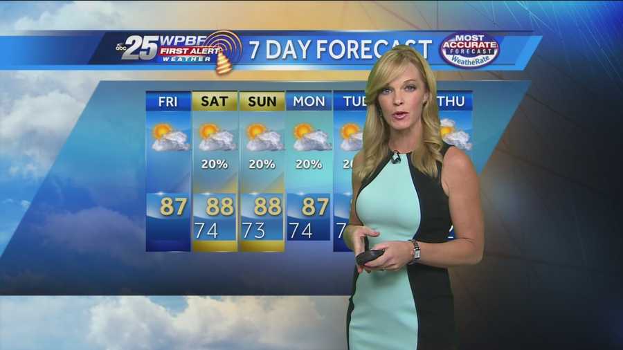 Sandra Shaw says a nice weekend is ahead for the Palm Beaches and Treasure Coast.