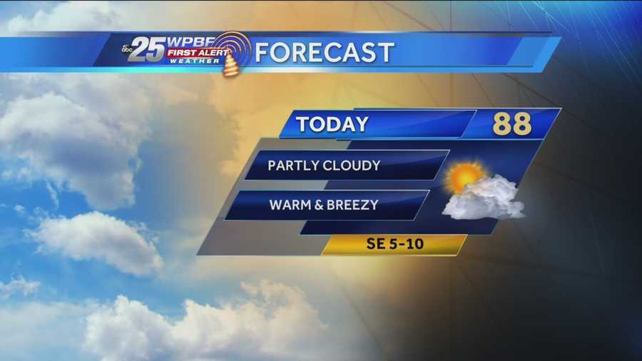 Justin says a pleasant Saturday is on tap around the Palm Beaches and Treasure Coast.