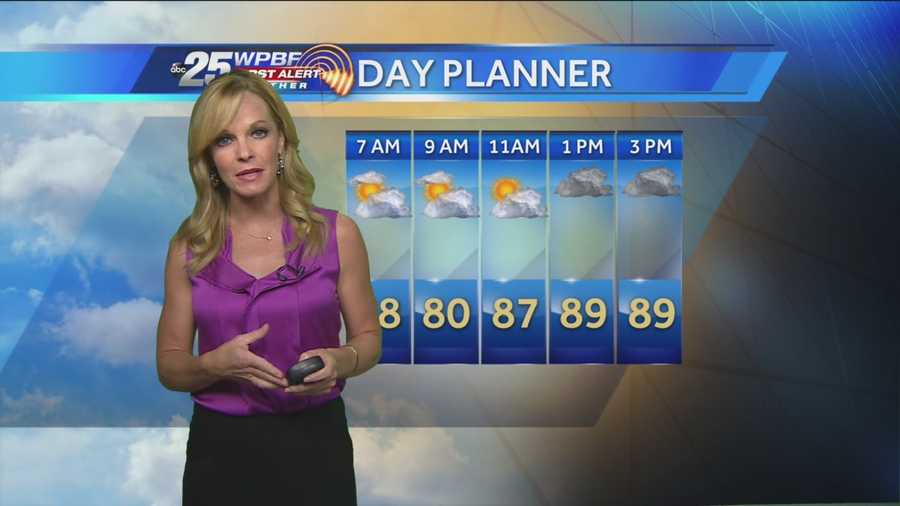 Sandra says more warmer-than-normal conditions are expected around the Palm Beaches and Treasure Coast on Tuesday.