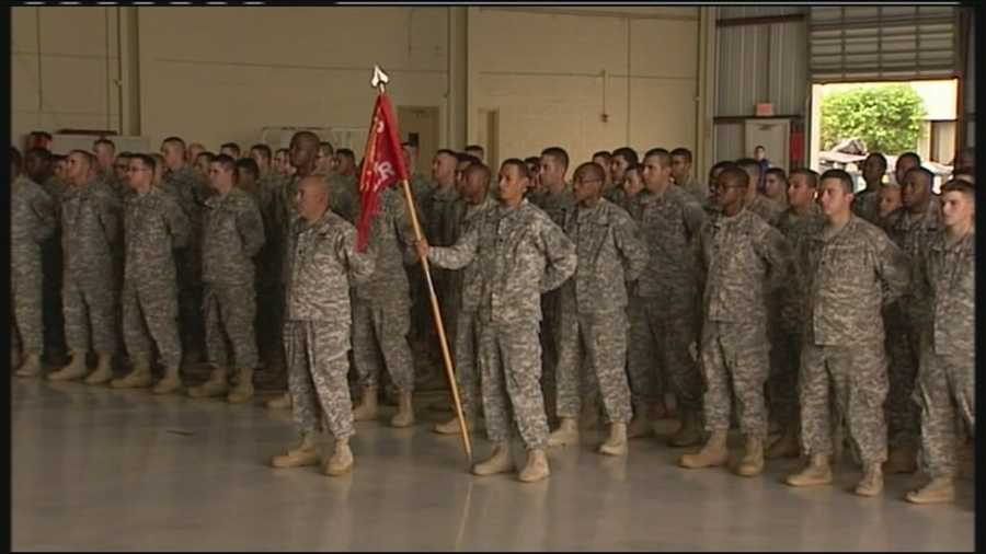 Family members say goodbye to their loved ones who are preparing to leave for Afghanistan.