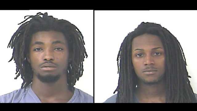 Terrance Green (left) and Exzabiar Gregg are accused of threatening a couple with an AK-47.