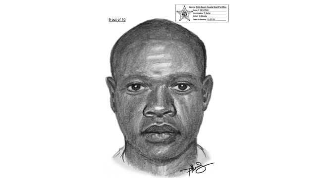 This is a sketch of a man who robbed someone while walking in Mangonia Park.