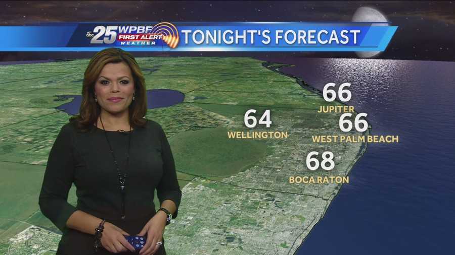 Felicia says the overnight showers have moved off shore and Thursday will be dry and a little cooler with highs in the 70s.