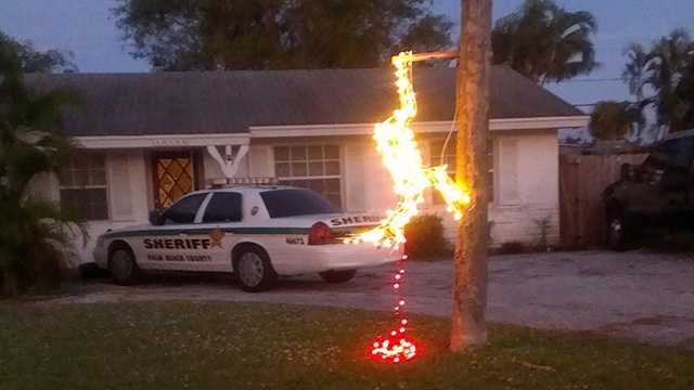 This display outside a deputy's Palm Beach Gardens home is getting mixed reaction from neighbors.