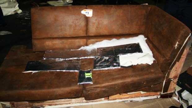 This is one of the sofas that authorities say had heroin hidden inside.