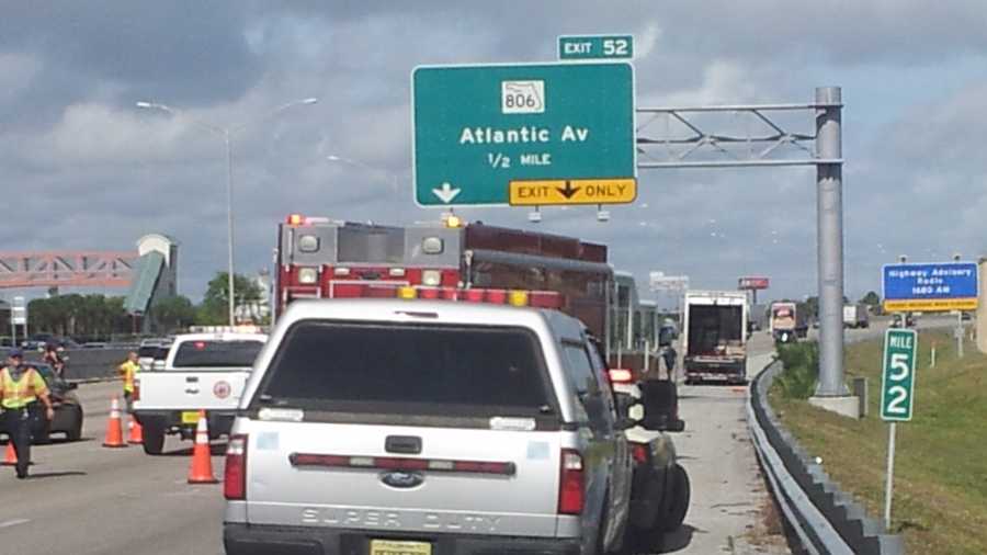 A chemical leak blocked two lanes of traffic on northbound Interstate 95 in Delray Beach.
