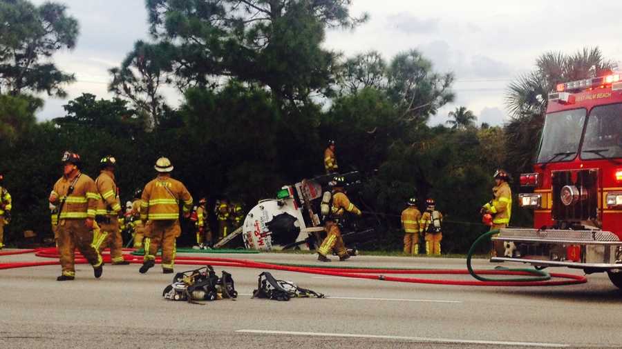 The driver of a septic truck was killed in a crash on northbound Interstate 95 in West Palm Beach.