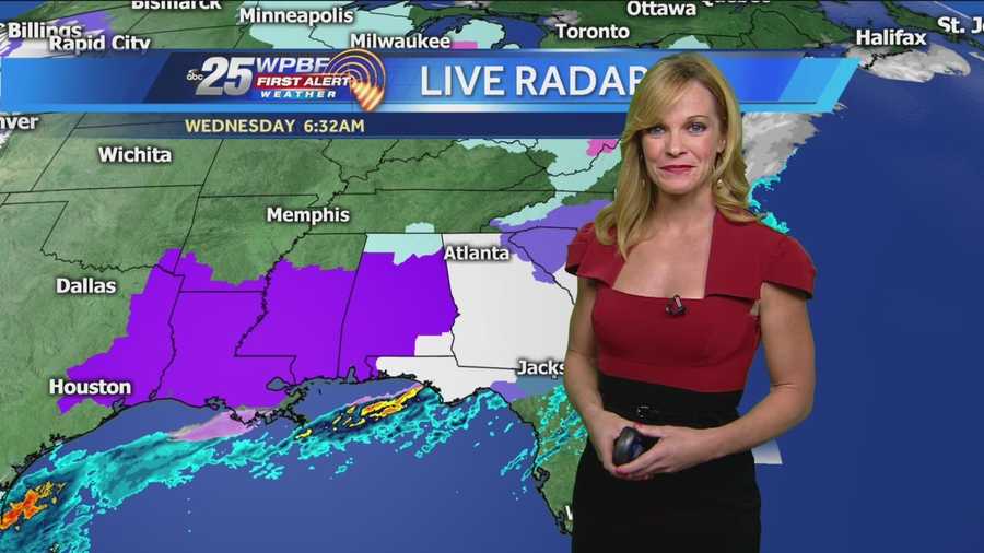 Sandra says to expect rain today and slightly cooler temperatures, but not the freezing rain that is still falling on the Florida panhandle Wednesday.