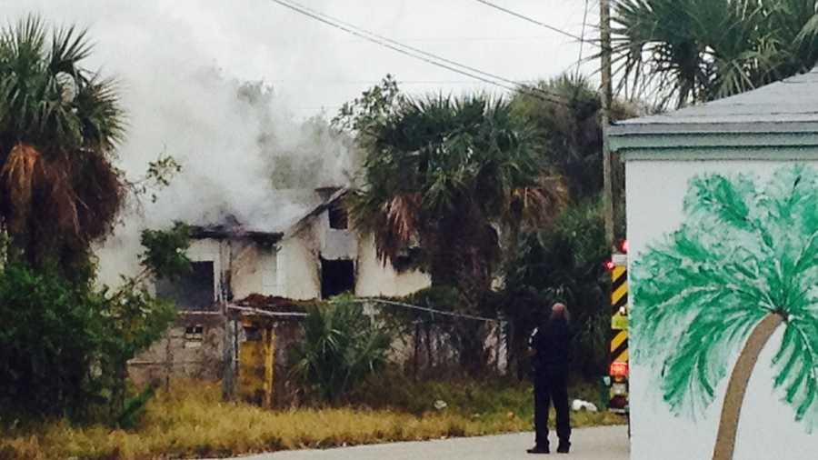 An abandoned house catches fire in Riviera Beach.