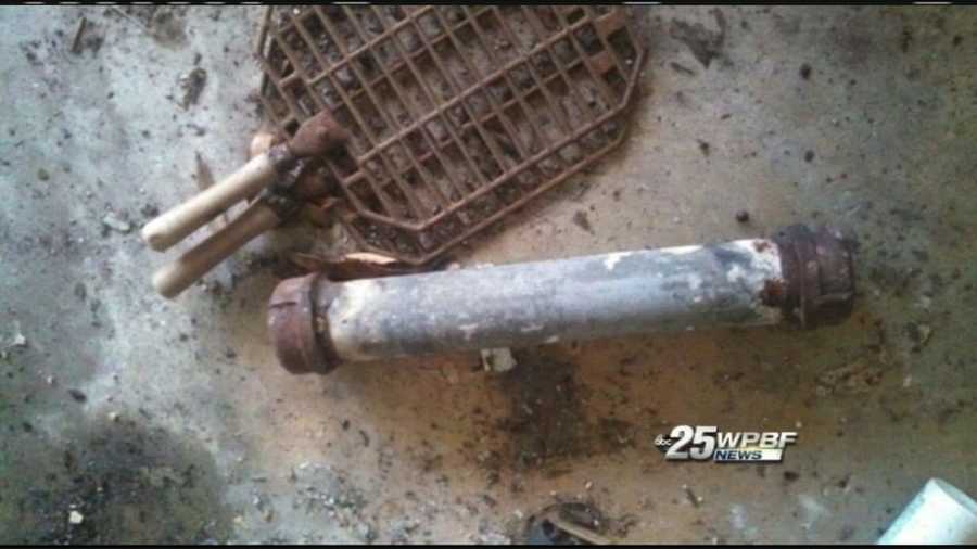 Authorities find what they believe to be a pipe bomb inside an abandoned house that caught fire in Vero Beach.