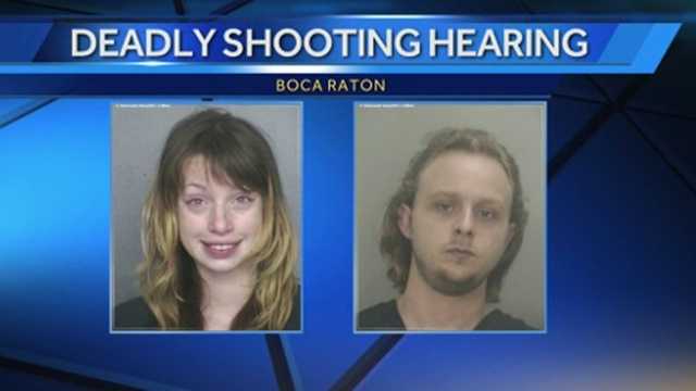 The man and woman accused in the shooting death of the woman's boyfriend made their first court appearance on Wednesday.