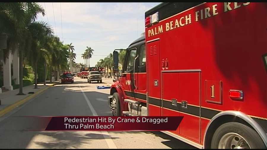 A police official told reporters what happened on Palm Beach when a mobile crane struck, dragged and killed a pedestrian Tuesday morning.
