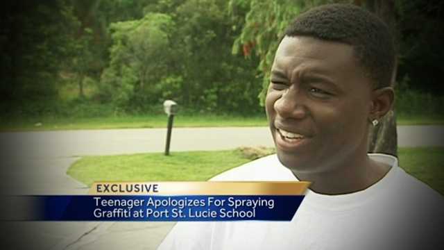 A local teenager told only WPBF 25 News' John Dzenitis on Friday that he's not really sure why he vandalized a local school.