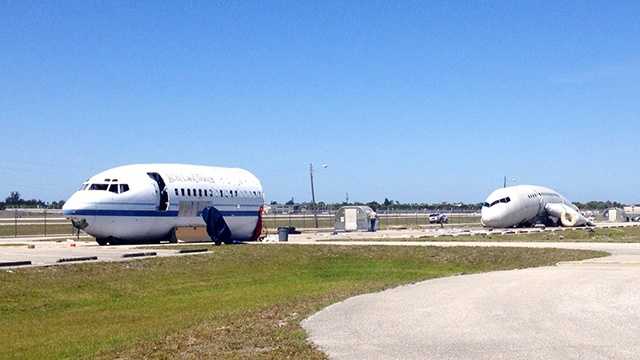 Here's what a closed-off runway looked like at PBIA on Wednesday, as crews simulated a disaster for training purposes.