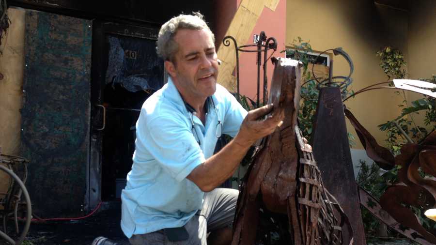 Carlos Costa had part of his precious art collection destroyed by fire in Boca Raton early Tuesday morning.