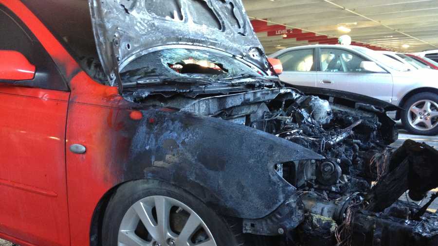 MAY 5: The owner of this car was just two payments away from paying it off when it caught fire Monday morning in a parking garage at Bethesda Hospital in Boynton Beach. 